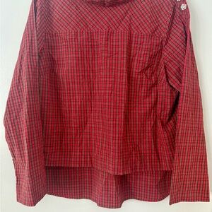 J.Crew Polished Yet Playful Crimson Checkered Plaid Shirt 100% Cotton Plus Size🌿